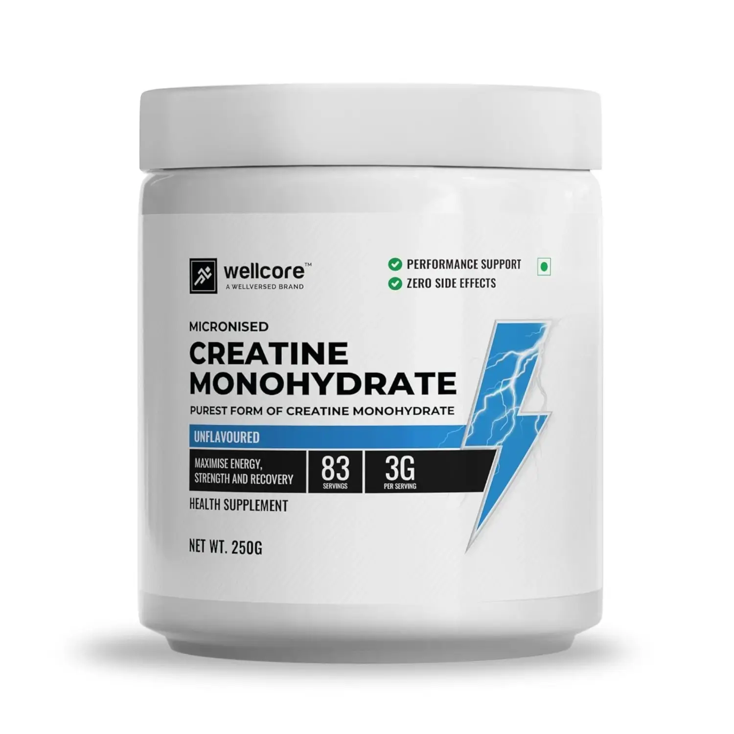 Wellcore - Pure Micronised Creatine Monohydrate (250g, 83 Servings) - 1