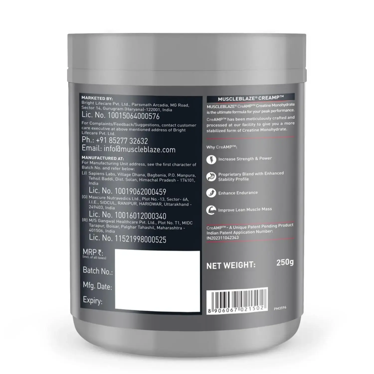 MuscleBlaze Creatine Monohydrate CreAMP 250gram - 2